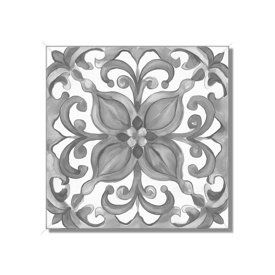 Gray and White Patterned Ceramic Tile Vintage Design Grey Ceramic Tile ...