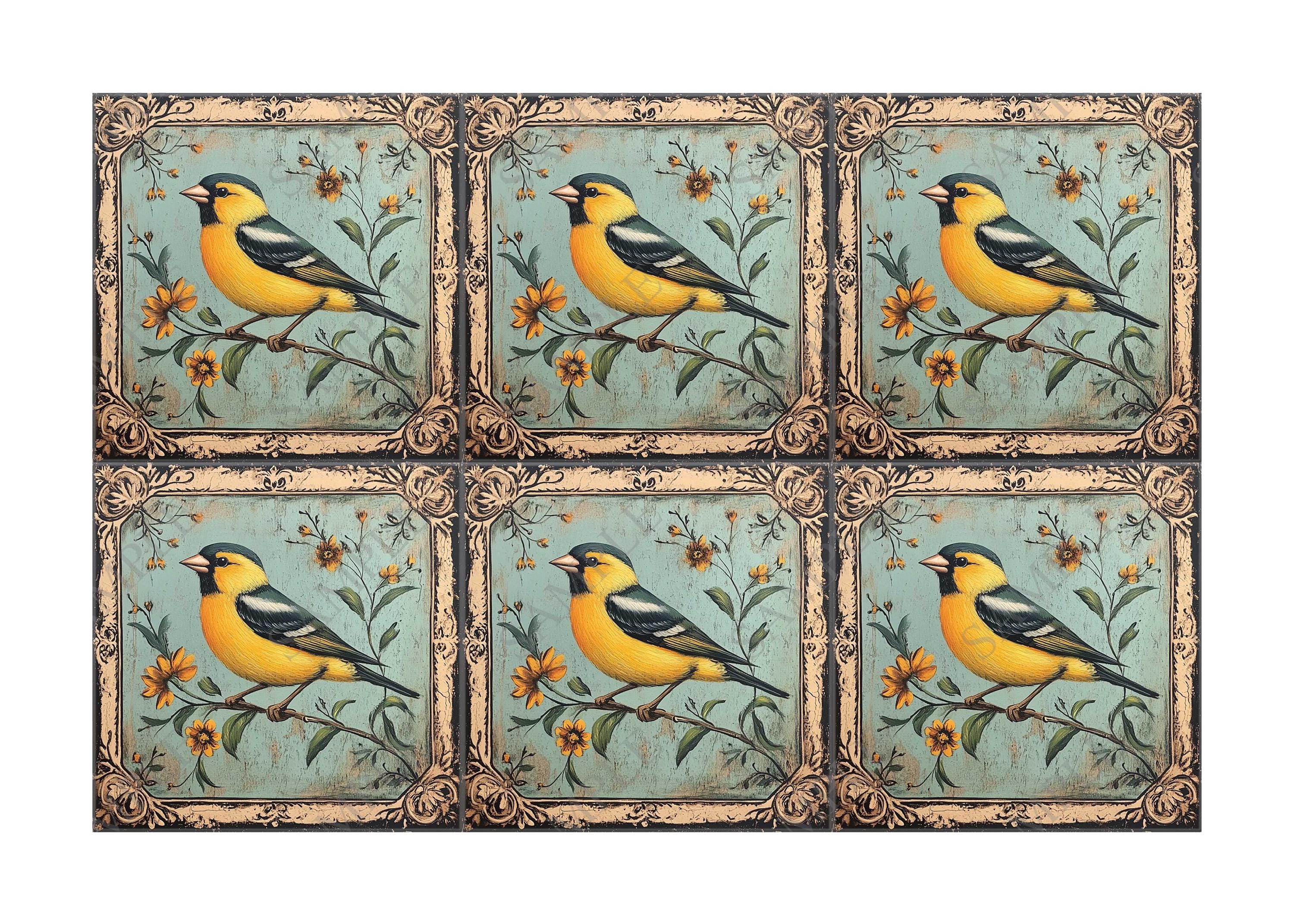 Vintage Bird Design Ceramic Tile - Ceramic Tiles With Birds - Bird ...