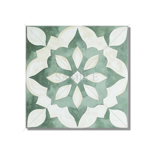 Green Patterned Ceramic Tile - Vintage Moroccan Design Green Kitchen Backsplash Tile - Green Bathroom Wall Tile Patterned Tile Free Shipping
