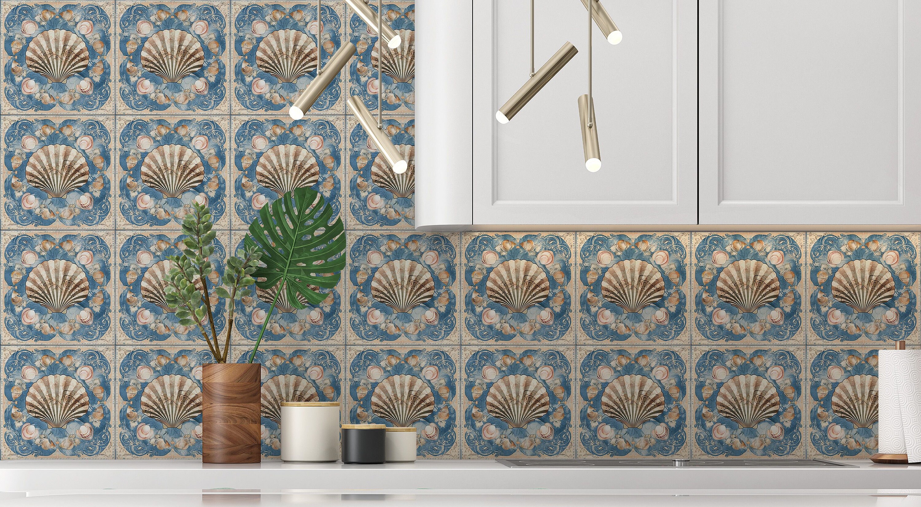 Beach Shell Design Ceramic Tile - Beach Kitchen Backsplash Tile - Beach ...