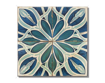 Blue Green Beige Ceramic Tile - Vintage Moroccan Tile Design - Kitchen Backsplash Tile Bathroom Wall Tile Decorative Patterned Ceramic Tile