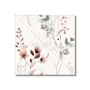 Botanical Floral Ceramic Tile - Botanical Kitchen Backsplash Tile - Botanical Bathroom Tile - Botanical Fireplace Surround Tile