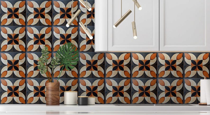 Geometric Ceramic Tile Patterned Kitchen Backsplash Tile - Unique ...