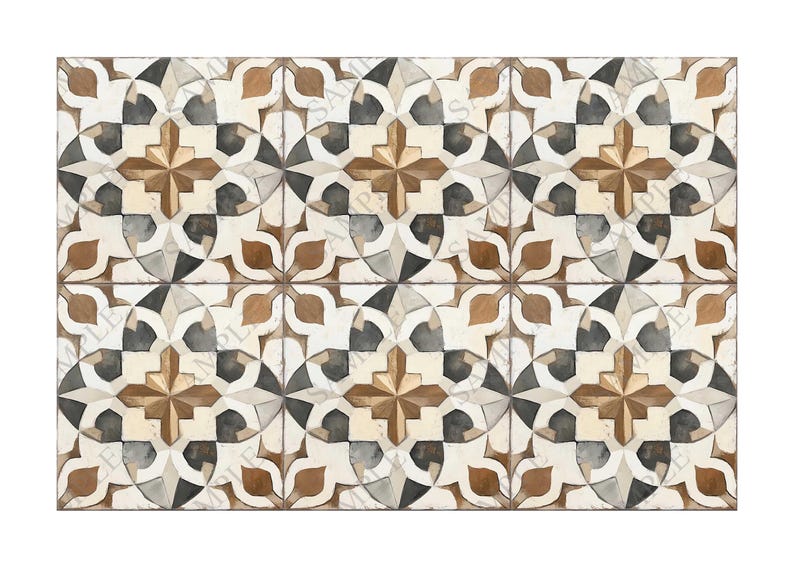 Vintage Neutral Tones Ceramic Tile Unique Patterned Kitchen Backsplash ...