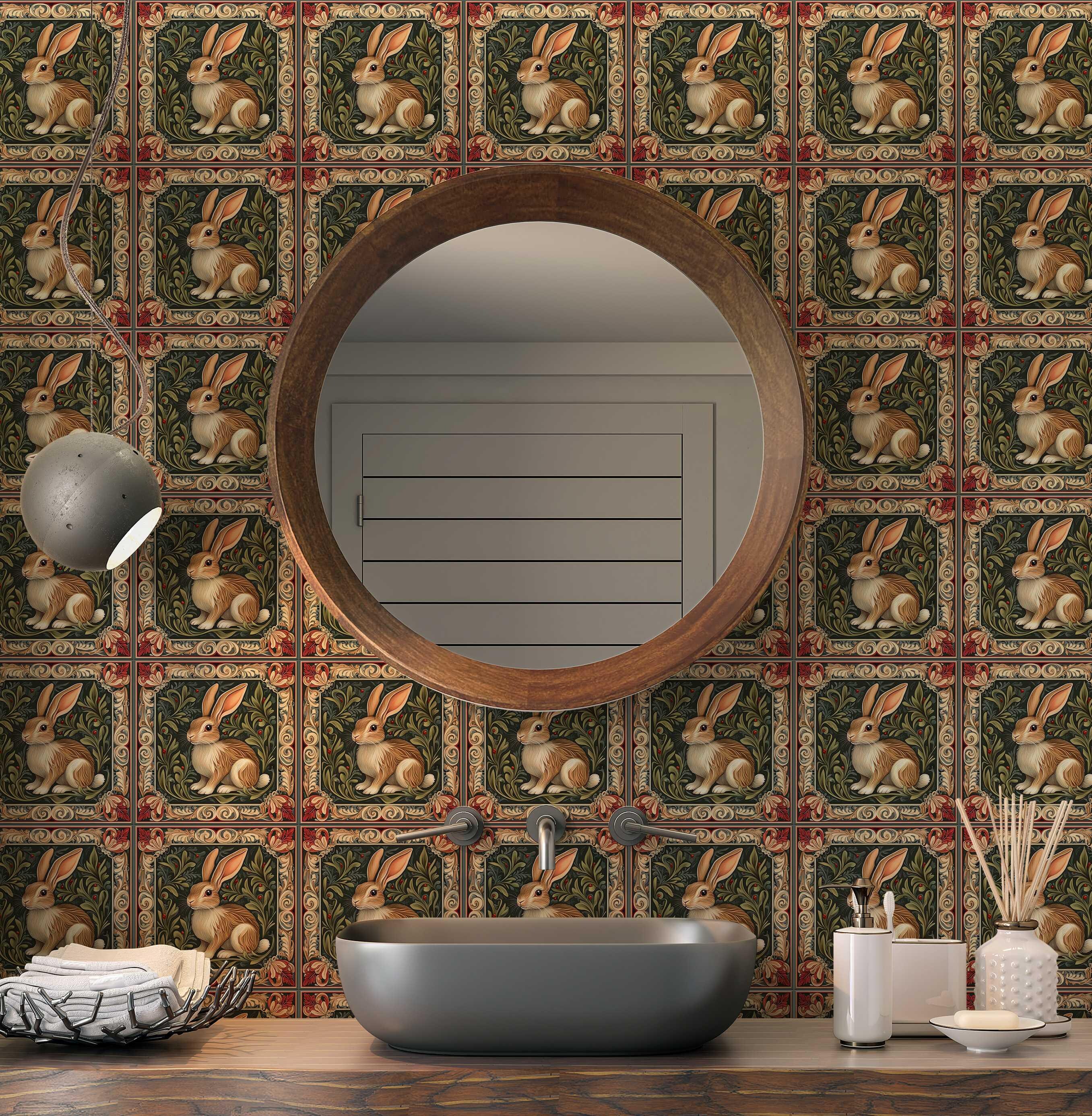 Bunny Rabbit Ceramic Tile Vintage Design Rabbit Ceramic Tile - Rabbit ...