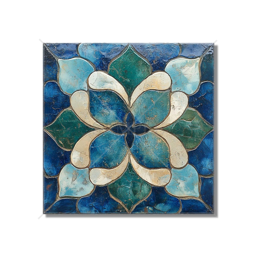 Blue Green Turquoise Ceramic Tile - Vintage Moroccan Tile Design ...