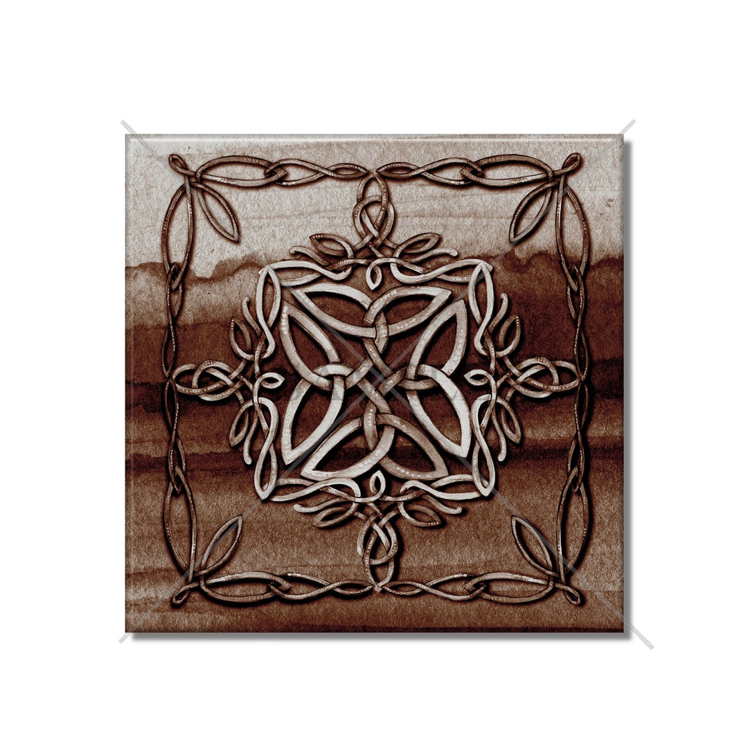 Brown Ceramic Tile - Celtic Knot Design Ceramic Tile - Brown Kitchen ...