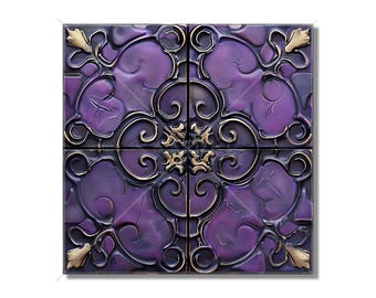 Purple Ceramic Tile - Purple Kitchen Backsplash Tile - Purple Bathroom Wall Tile - Patterned Purple Ceramic Tile -
