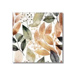 Botanical Leaves Ceramic Tile - Botanical Kitchen Backsplash Tile - Botanical Bathroom Tile - Botanical Fireplace Surround Tile