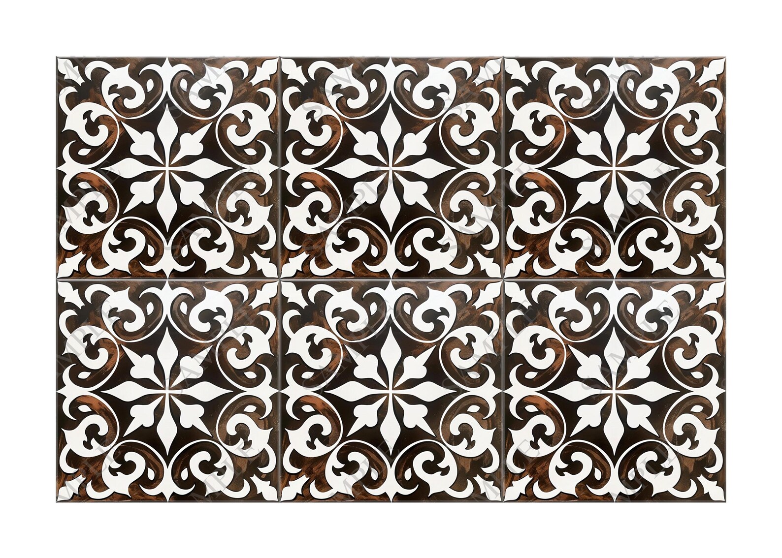 Tile Brown Lexury Pattern Dark Brown Patterned Ceramic Tile Vintage Moroccan Tile Design - Unique ...