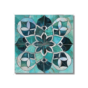 Ceramic Tile Turquoise Blue Green Design - Kitchen Backsplash Tile - Blue Green Bathroom Tile - Unique Tile Backsplash - Free Shipping