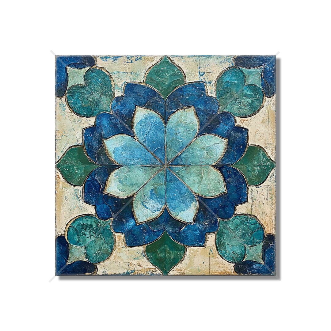 Blue Green Turquoise Ceramic Tile - Vintage Moroccan Tile Design ...
