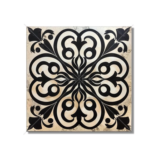 Black And Beige Gray Design Ceramic Tile - Unique Kitchen Backsplash Tile - Bathroom Wall Tile - Patterned Ceramic Tile -
