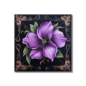 Ceramic Flower Accent Tiles Purple Floral Kitchen Backsplash Tile - Floral Bathroom Shower Tile Vintage Floral Design Tile Free Shipping