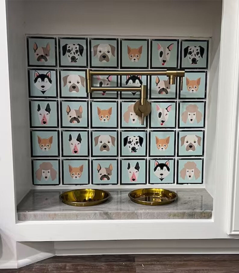 Dog Fun Tile Assorted Dog Faces Ceramic Tile 4x4 Patterned Ceramic Wall Tile - Tile ...
