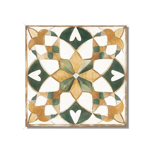 Vintage Moroccan Green Beige Ceramic Tile Patterned Kitchen Backsplash Tiles With Patterns - Backsplash Tiles In Greens And Neutrals