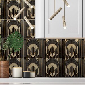 Art Deco Kitchen Backsplash Tile - Vintage Art Deco Design Ceramic Tile ...