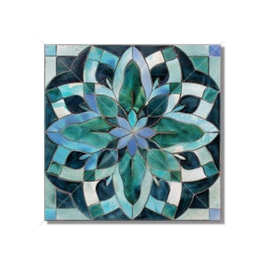 Ceramic Tile Turquoise Blue Green Design - Kitchen Backsplash Tile - Blue Green Bathroom Tile - Unique Tile Backsplash - Free Shipping