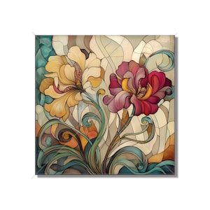 Ceramic Tile Vintage Art Nouveau Flower Design Art Nouveau Kitchen Backsplash Tiles Floral Tile Art Nouveau Accent Tiles Free Shipping