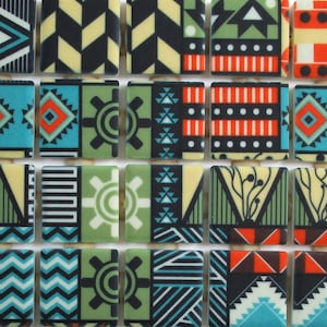 Ceramic Mosaic Tiles - Patchwork Tribal Art Design Tiles - Patterned Mosaic Tiles - 36 Pieces Ceramic Mosaic Tiles - Decorative Mosaic Tile
