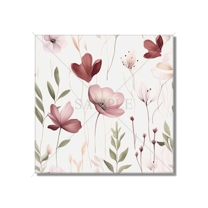 Botanical Floral Ceramic Tile - Botanical Kitchen Backsplash Tile - Botanical Bathroom Tile - Botanical Fireplace Surround Tile