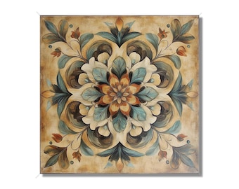 Earth Tones  Ceramic Tile - Decorative Kitchen Backsplash Tile - Floral With Leaves Tile - Warm Earth Tones Fireplace Tile - Free Shipping