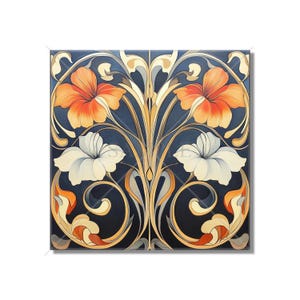Vintage Art Nouveau Deco Design Ceramic Tile Art Nouveau Kitchen Accent Backsplash Floral Patterned Tile Art Nouveau Bathroom Free Shipping