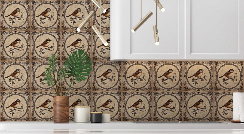 Vintage Bird Design Ceramic Tile - Ceramic Tiles With Birds - Bird ...