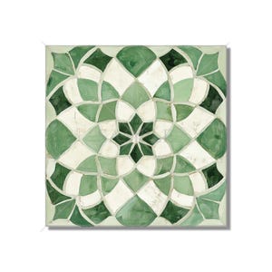 Green Patterned Ceramic Tile - Vintage Moroccan Design Tile - Unique Green Kitchen Backsplash Tile - Unique Bathroom Tile Green Accent Tiles