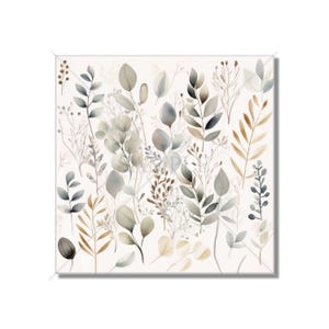 Botanical Leaves Ceramic Tile - Botanical Kitchen Backsplash Tile - Botanical Bathroom Tile - Botanical Fireplace Surround Tile