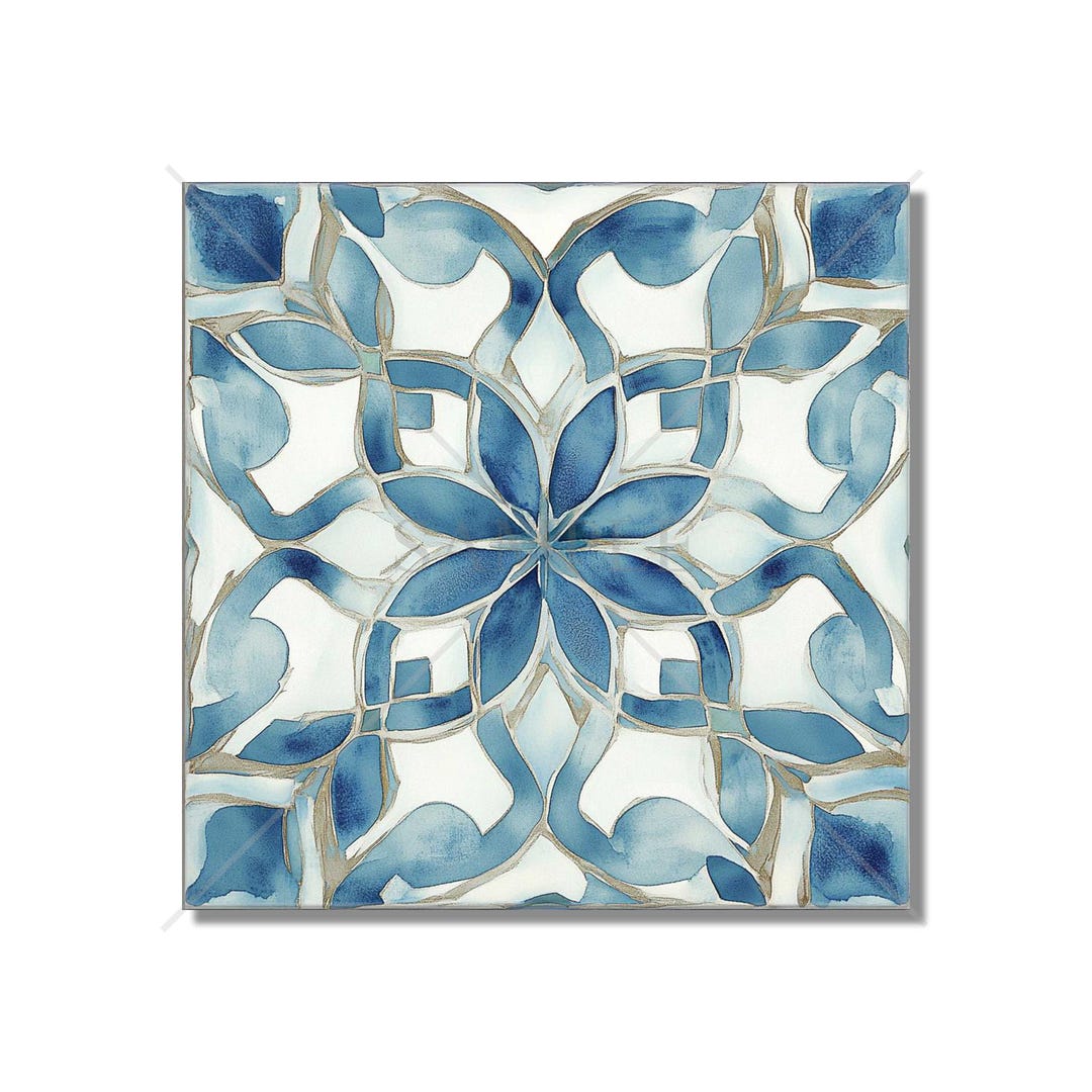Blue Gray White Ceramic Tile - Vintage Moroccan Tile Design - Kitchen ...