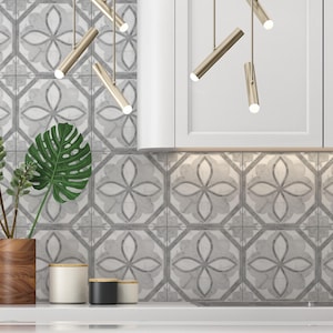 Grey and White Ceramic Tile Decorative Ceramic Tile Kitchen Backsplash ...
