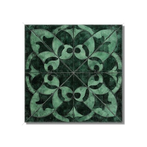 Dark Green Patterned Ceramic Tile - Green Kitchen Backsplash Tile - Green Bathroom Wall Tile - Decorative Green Ceramic Tile Free Shipping