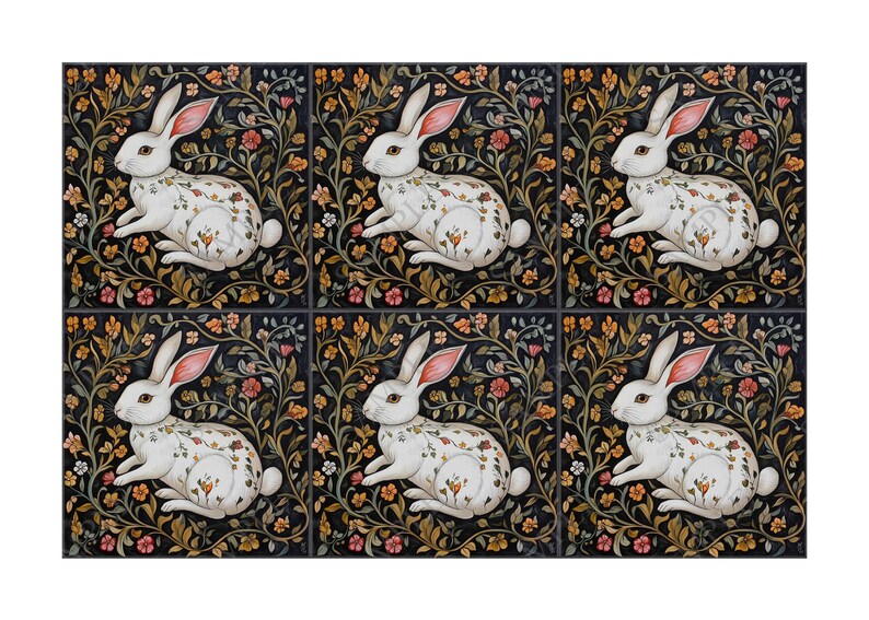 Vintage Rabbit Design Ceramic Tile - Kitchen Backsplash and Bathroom ...