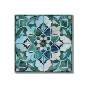 Ceramic Tile Turquoise Blue Green Design - Kitchen Backsplash Tile - Blue Green Bathroom Tile - Unique Tile Backsplash - Free Shipping