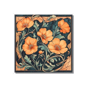 Ceramic Tile Vintage Art Nouveau Flower Design Art Nouveau Kitchen Backsplash Tiles Floral Tile Art Nouveau Accent Tiles Free Shipping