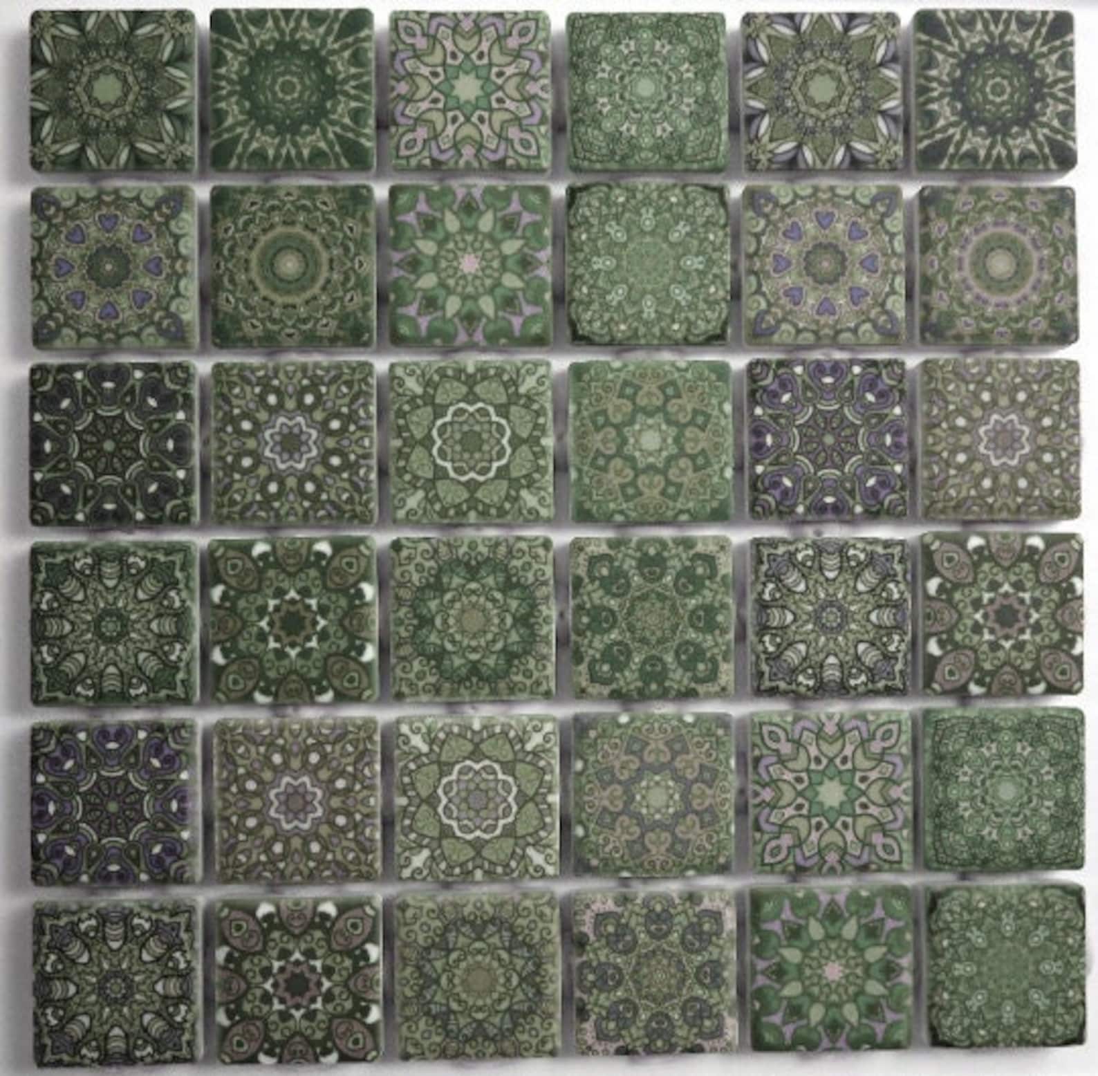 Sage Green Mixed Boho Moroccan Backsplash Tile Ceramic Mosaic Tiles ...