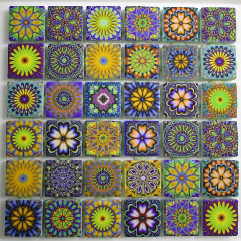 Ceramic Mosaic Tiles Boho Hippie Tie Dye Medallions Bright Etsy