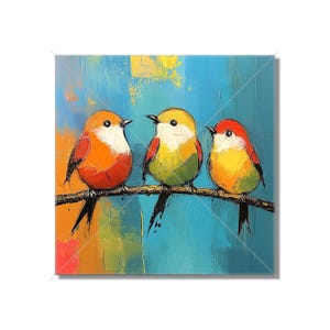 Colorful Bird Ceramic Tile - Mixed Bright Colors Design Wall Tiles - Bird Design Wall Art Tile - Colorful Bird Home Decor - Free Shipping