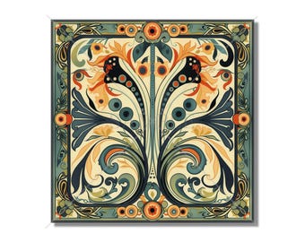 Vintage Art Nouveau Design Ceramic Tile - Kitchen Backsplash Tile Bathroom Tile Antique Design Tile - Fireplace Tile - Staircase Tile