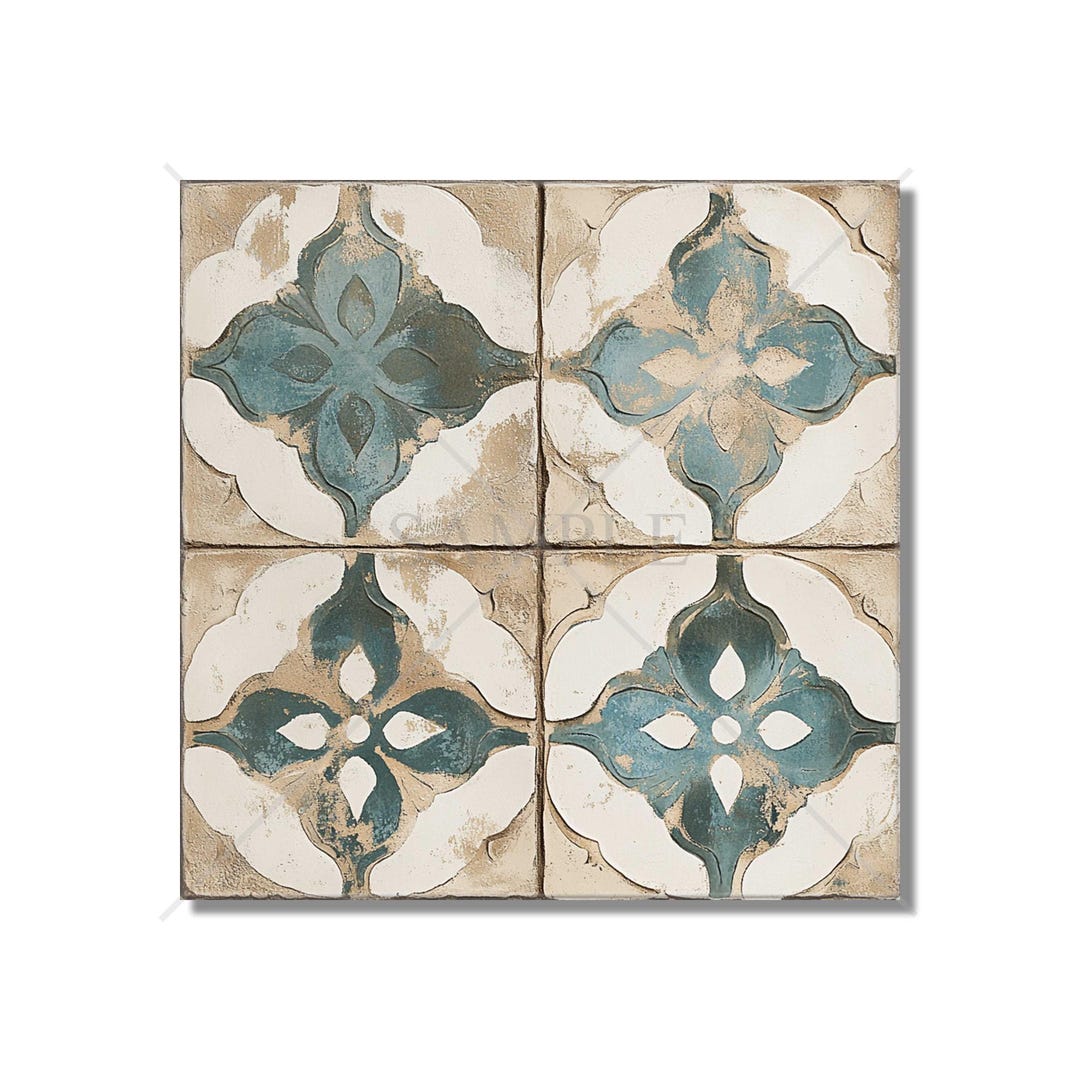 Blue Green Ceramic Tile Vintage Moroccan Design Kitchen Tile Backsplash ...