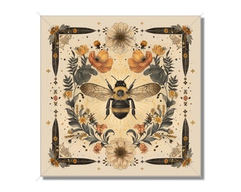 Vintage Botanical Bee Design Ceramic Tile - Kitchen Backsplash Tile - Unique Bathroom Tile - Unique Fireplace Tile Bee Design Ceramic Tile