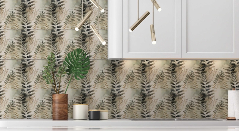 Moody Botanical Ceramic Tile - Botanical Kitchen Backsplash Tile ...
