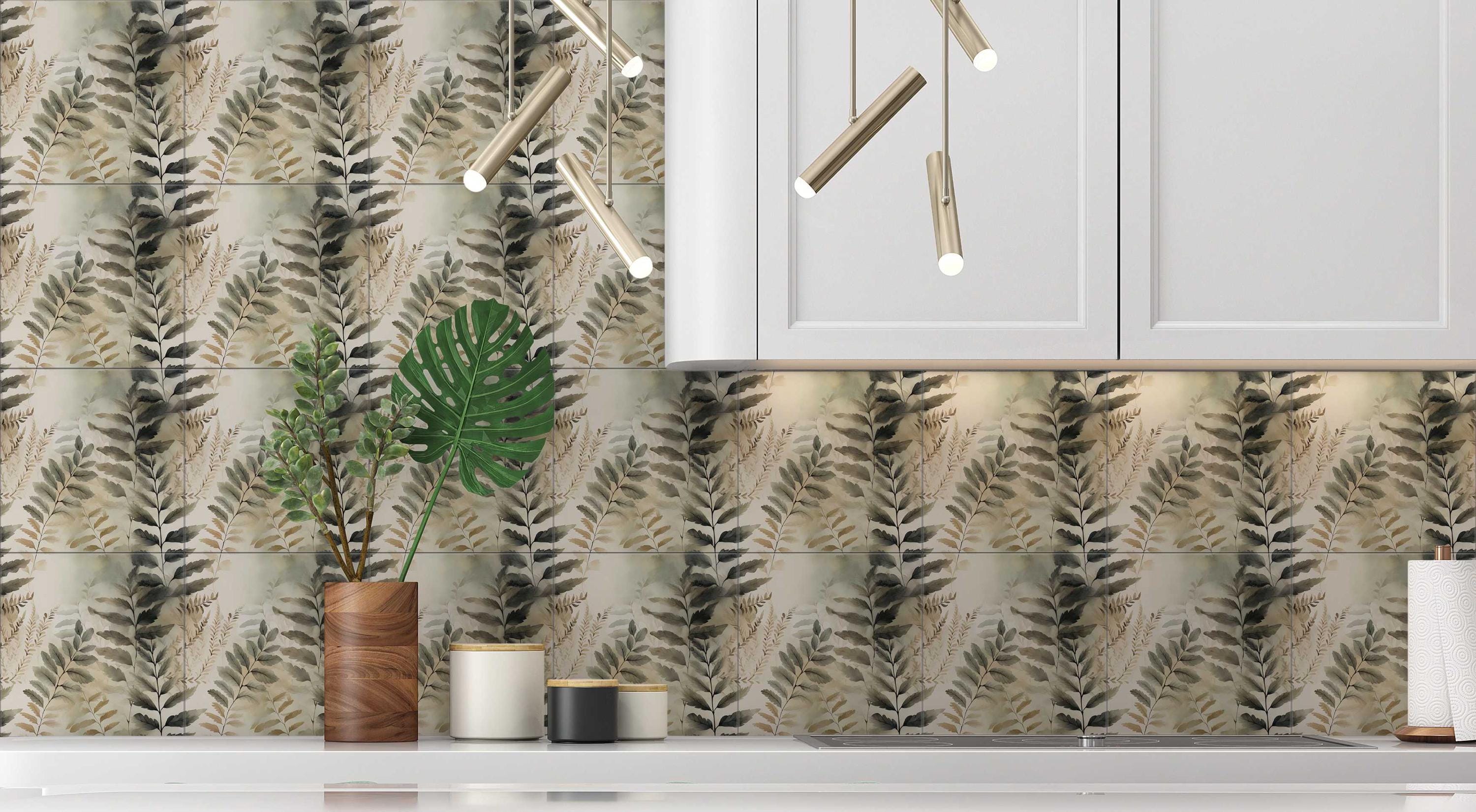 Moody Botanical Ceramic Tile - Botanical Kitchen Backsplash Tile ...