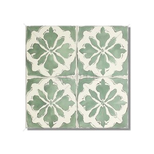 Green Patterned Ceramic Tile - Unique Patterned Green Kitchen Backsplash Tile - Green Bathroom Wall Tile - Patterned Tile Free Shipping