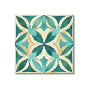 Ceramic Tile Teal Turquoise Patterned Kitchen Backsplash Tile - Teal Turquoise Bathroom Tile - Unique Backsplash Tiles - Free Shipping