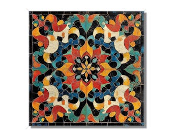 Vintage Moroccan Multi Colored Ceramic Tile - Bright Colors Kitchen ...