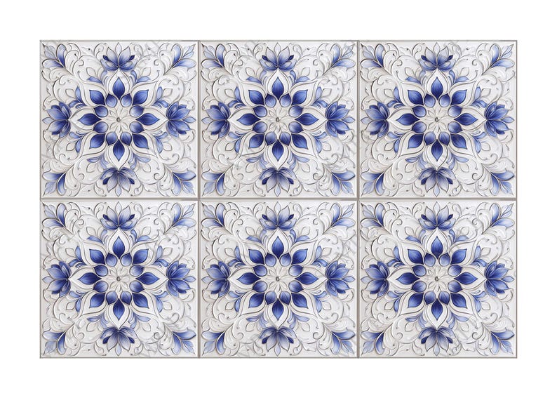 Blue and White Ceramic Tile - Vintage Tile Design Kitchen Backsplash ...