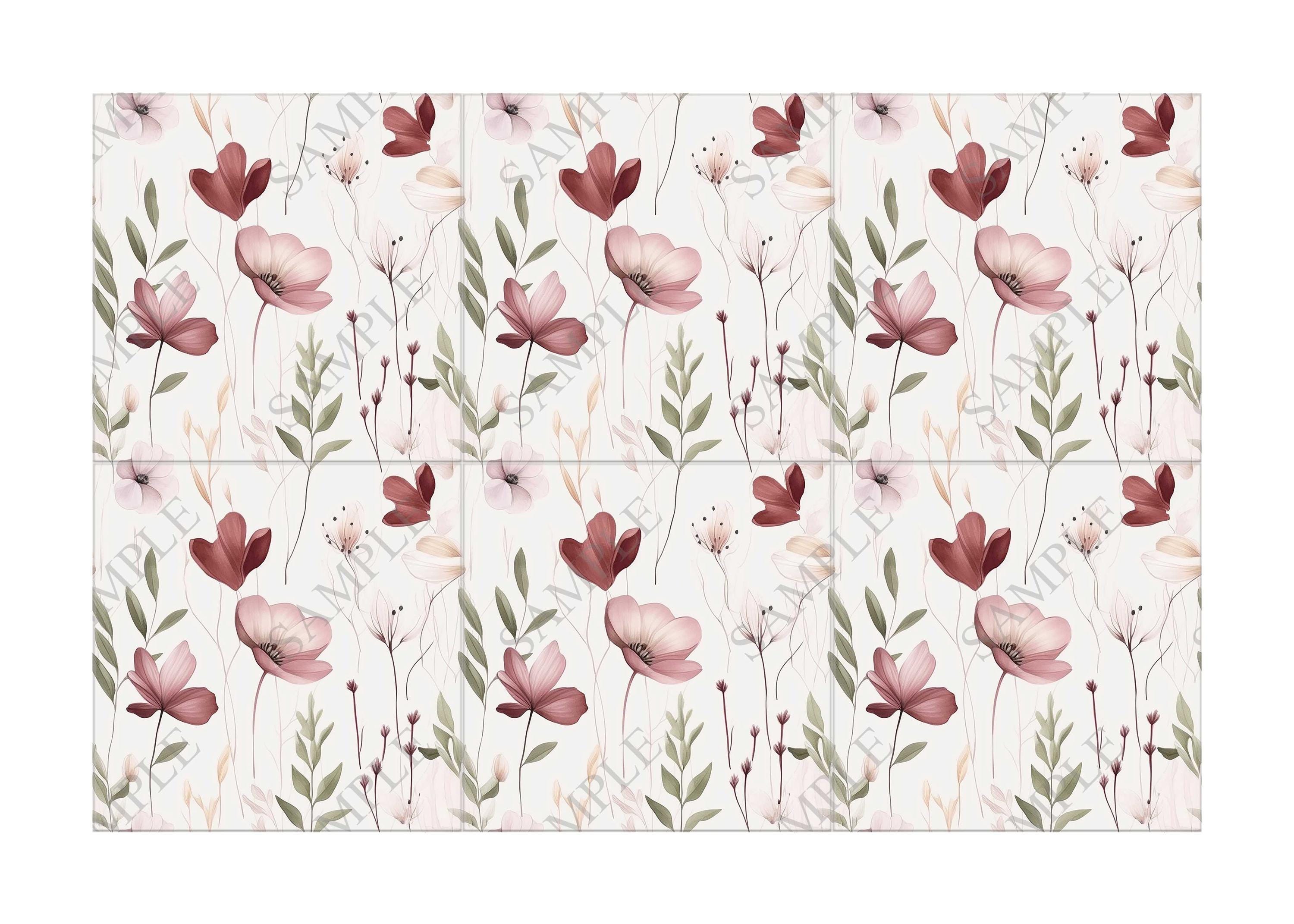 Botanical Floral Ceramic Tile - Botanical Kitchen Backsplash Tile ...