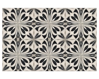 Unique Black and Off White Ceramic Tile Funky Kitchen Backsplash Tiles - Bathroom Wall Tile Black Patterned Accent Tiles